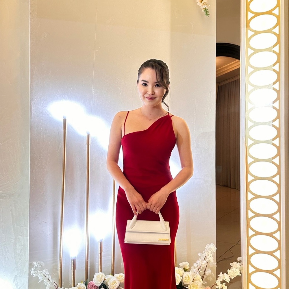 Zara Red One-Shoulder Maxi Dress